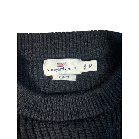 Vineyard Vines Women’s Black Cable Knit Mariano Wool Twist Front Sweater Size M - Picture 3 of 3